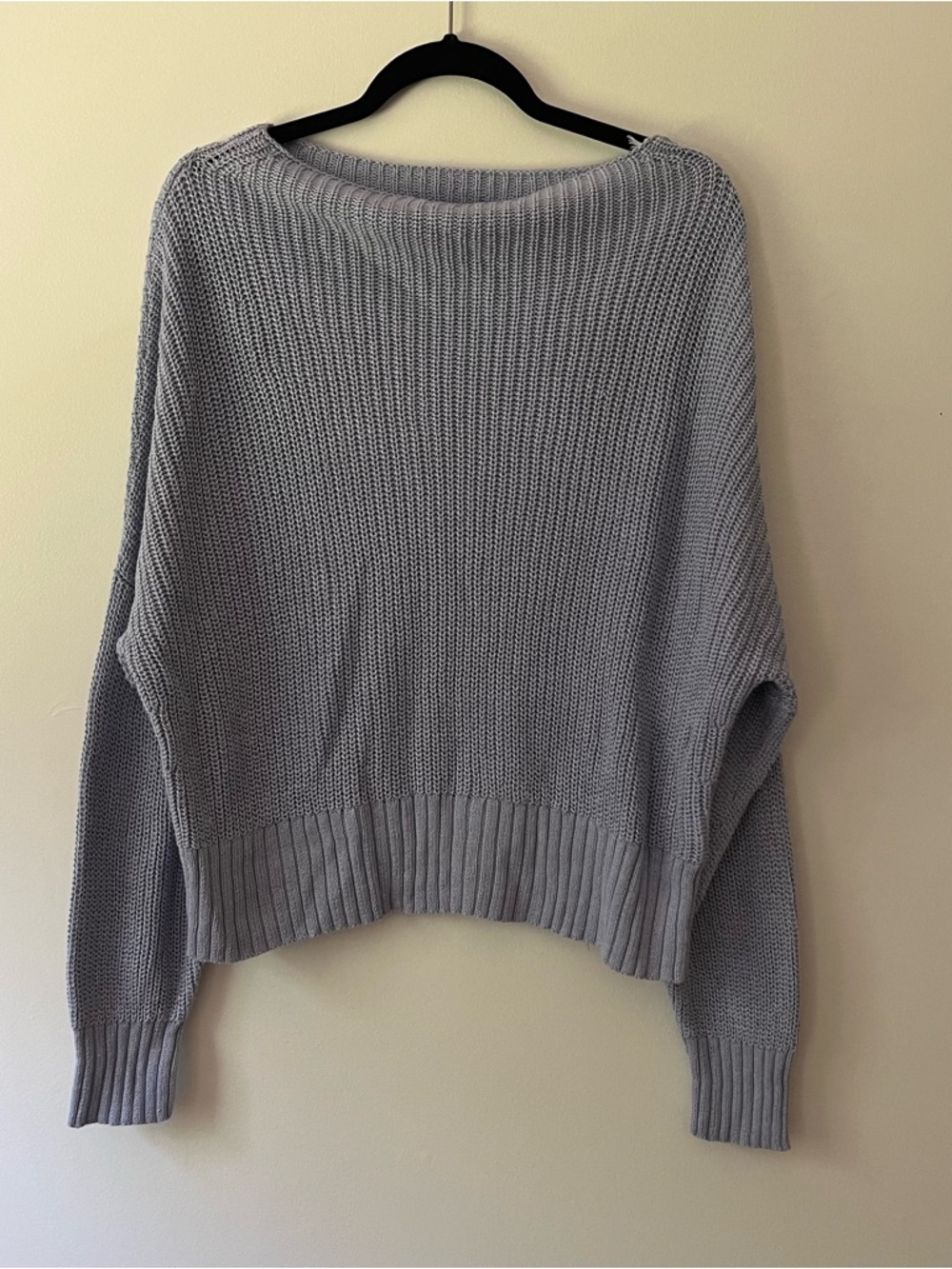 J. Crew Ribbed Slouchy Linen Sweater Medium Blue Fisherman Preppy New England